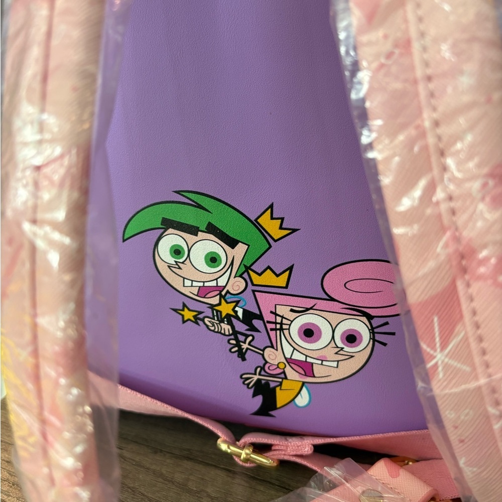 Loungefly Fairly Odd Parents Purple Cartoon Backpack with Fishbowl Design - Picture 3 of 6